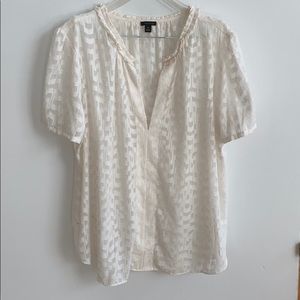 Ann Taylor, White, Sheer Blouse Size XXL